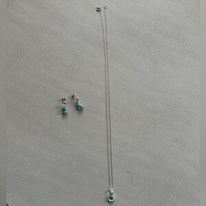 Silver & Aquamarine Necklace & Earrings